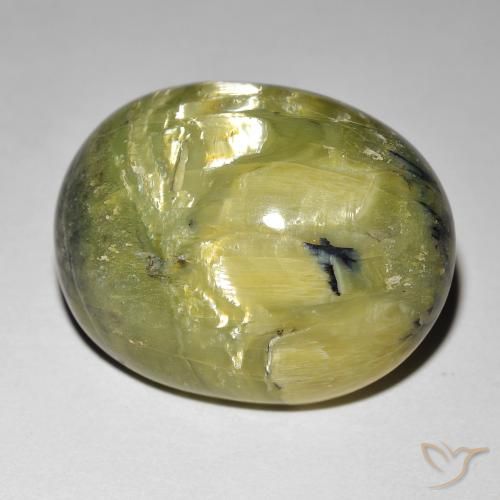 21.92ct 天然 大地绿 猫眼蛋白石, 椭圆形, 不透明