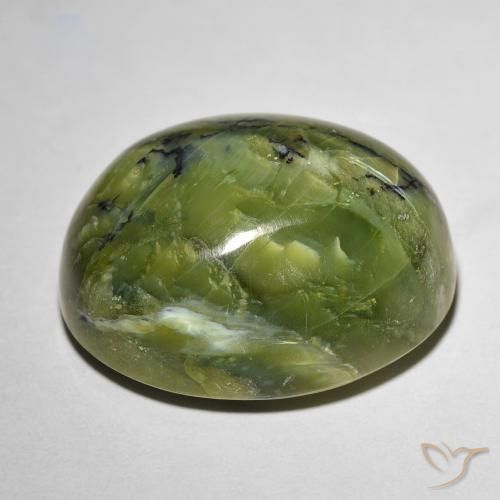 20.74克拉天然绿色Cat's Eye Opal，椭圆形切割，20.6×16.8毫米，不透明