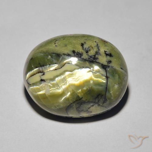 8.19ct 天然 黄绿色 猫眼蛋白石, 椭圆形, 不透明