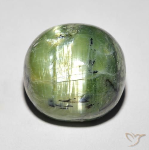 9.37ct 天然 暖绿 猫眼蛋白石, 椭圆形, 不透明