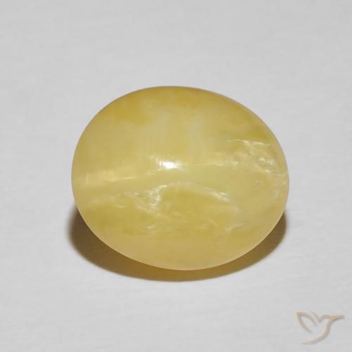 5.98ct 天然 浅土黄色 猫眼蛋白石, 椭圆形, 不透明