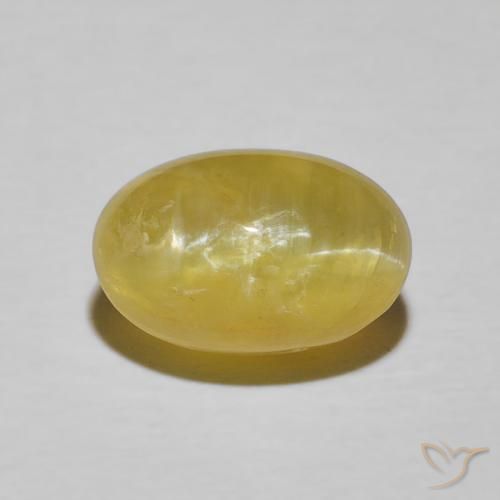 3.78ct 天然 淡黄色 猫眼蛋白石, 椭圆形, 不透明
