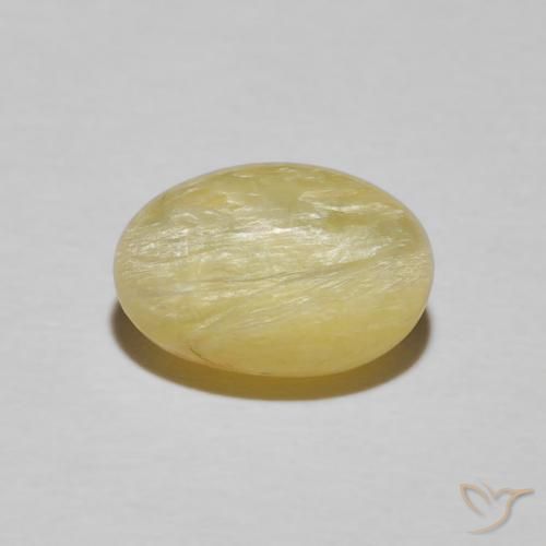 2.89ct 天然 非常浅的第戎黄 猫眼蛋白石, 椭圆形, 不透明