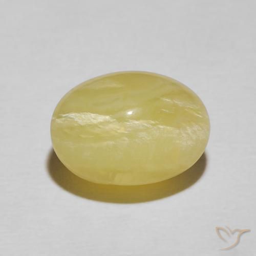 4.48ct 天然 淡黄色 猫眼蛋白石, 椭圆形, 不透明