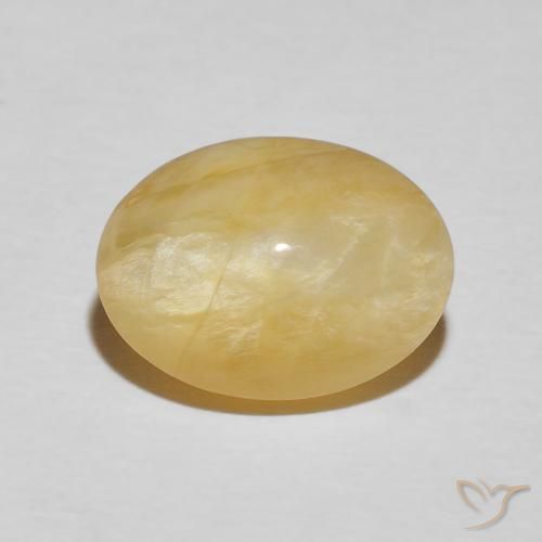 3.59ct 天然 黄花黄 猫眼蛋白石, 椭圆形, 不透明