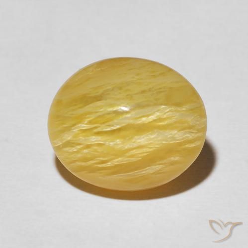 6.32ct 天然 黄花黄 猫眼蛋白石, 椭圆形, 不透明