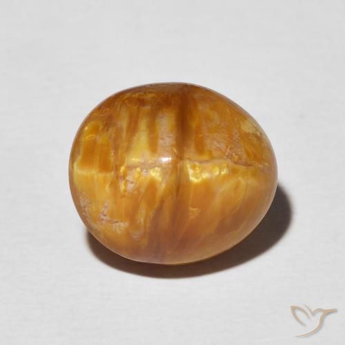 5.76ct 天然 深橙色 猫眼蛋白石, 椭圆形, 不透明