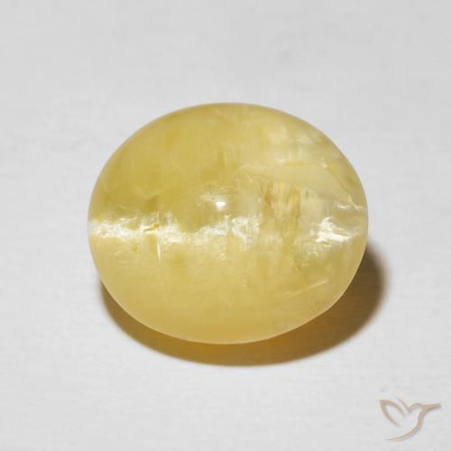5.87ct 天然 淡黄色 猫眼蛋白石, 椭圆形, 不透明