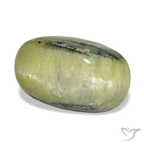4.62克拉天然绿色Cat's Eye Opal，椭圆形切割，13.1×8.1毫米，不透明