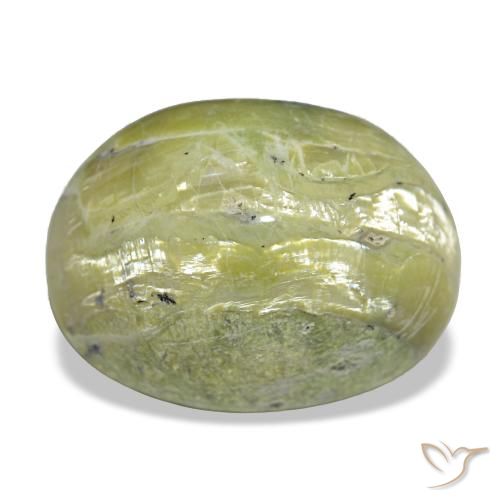 11.22克拉天然绿色Cat's Eye Opal，椭圆形切割，16.1×12毫米，不透明