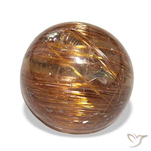 3.91克拉橙色 Cat's Eye Rutile Quartz, 圆形, 半透明