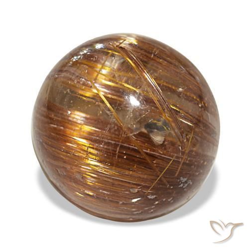 3.91克拉天然橙色Cat's Eye Rutile Quartz，圆形切割，9.53毫米，半透明