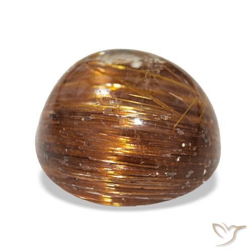 3.91克拉天然橙色Cat's Eye Rutile Quartz，圆形切割，9.53毫米，半透明