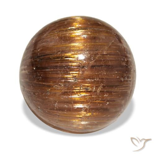 5.21克拉橙色 Cat's Eye Rutile Quartz, 圆形, 半透明