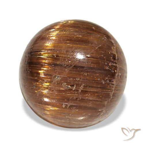 5.21克拉天然橙色Cat's Eye Rutile Quartz，圆形切割，10.10毫米，半透明