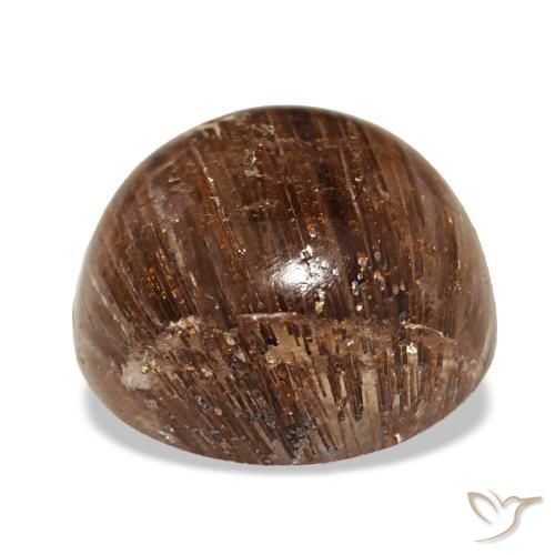 5.21克拉天然橙色Cat's Eye Rutile Quartz，圆形切割，10.10毫米，半透明