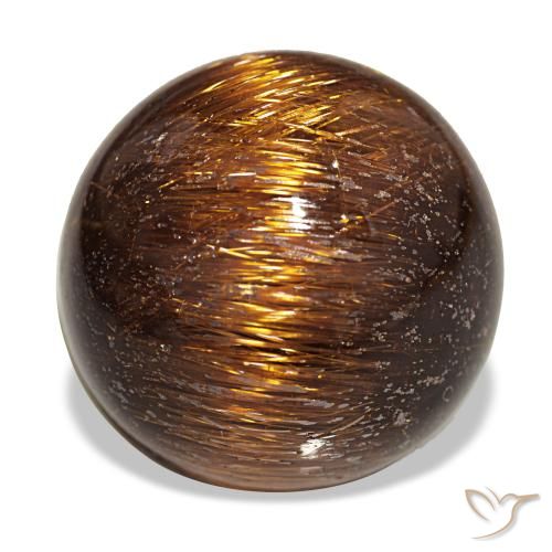 19.68克拉橙色 Cat's Eye Rutile Quartz, 圆形, 不透明
