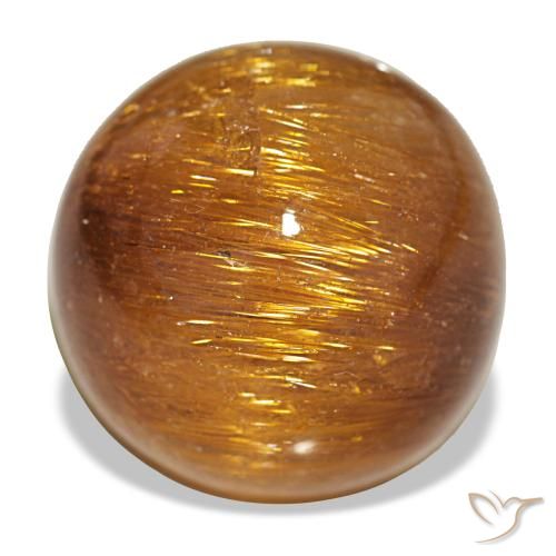 17.93克拉橙色 Cat's Eye Rutile Quartz, 圆形, 不透明