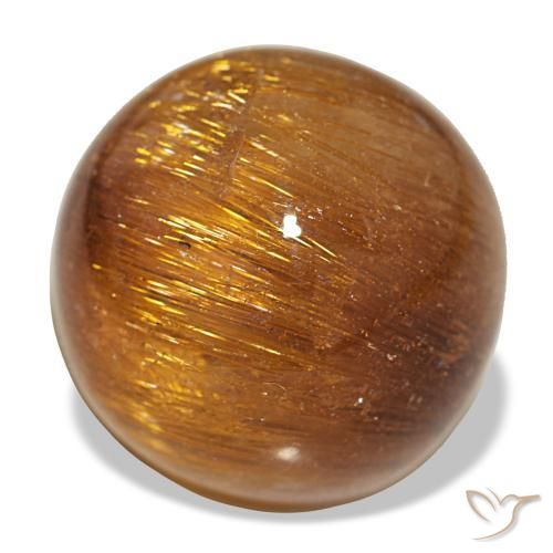 17.93克拉天然橙色Cat's Eye Rutile Quartz，圆形切割，15.14毫米，不透明
