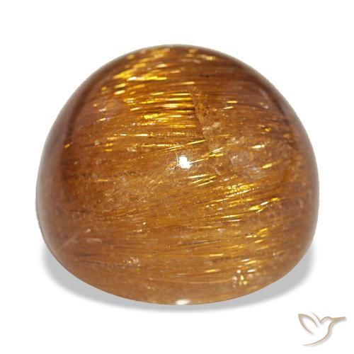 17.93克拉天然橙色Cat's Eye Rutile Quartz，圆形切割，15.14毫米，不透明