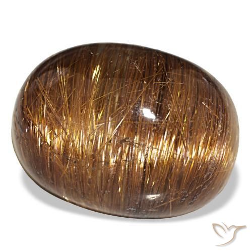 44.01克拉天然橙色Cat's Eye Rutile Quartz，椭圆形切割，24.1×18.2毫米，半透明