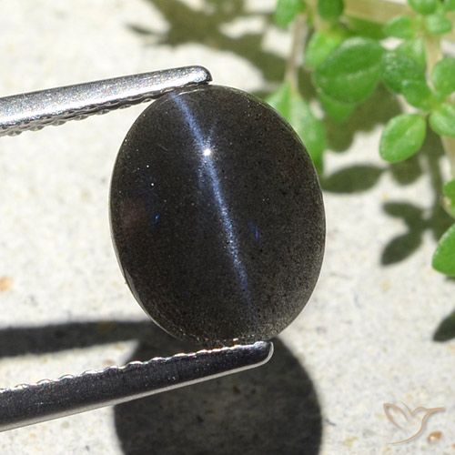 2.85ct 天然 黑色 猫眼方柱石, 椭圆形, 不透明