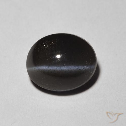 1.47ct 天然 黑色 猫眼方柱石, 椭圆形, 半透明