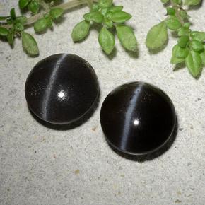 3.46天然黑色Cat's Eye Scapolite，圆形切割，8.31毫米，半透明