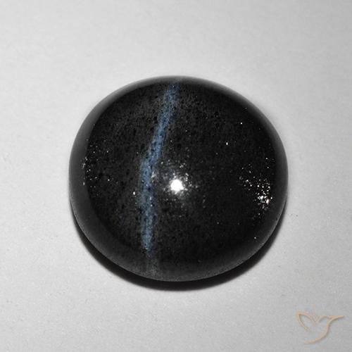 2.48ct 天然 黑色 猫眼方柱石, 圆形的, 半透明