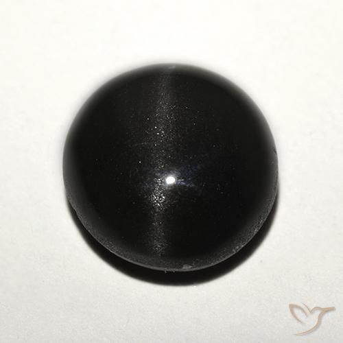 3.89ct 天然 黑色 猫眼方柱石, 圆形的, 半透明