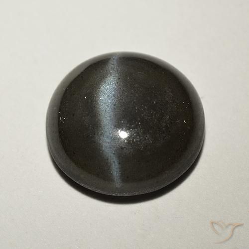 2.62ct 天然 黑色 猫眼方柱石, 圆形的, 半透明