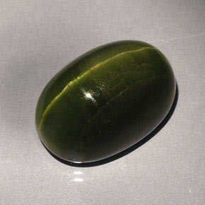 23.57克拉天然绿色Cat's Eye Tourmaline，椭圆形切割，19.7×13.5毫米，不透明