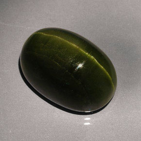 23.57克拉天然绿色Cat's Eye Tourmaline，椭圆形切割，19.7×13.5毫米，不透明