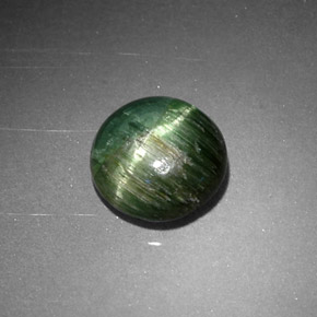 0.87克拉天然绿色Cat's Eye Tourmaline，圆形切割，6.24毫米，不透明