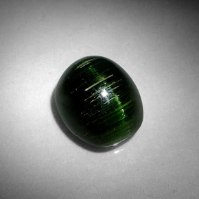 4.67克拉天然绿色Cat's Eye Tourmaline，椭圆形切割，10.5×8.7毫米，不透明
