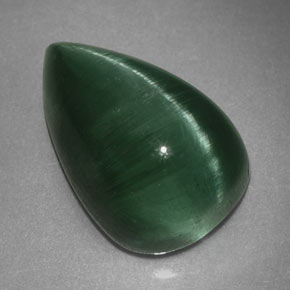 2.46克拉天然绿色Cat's Eye Tourmaline，透明，10×6.5毫米，透明/半透明