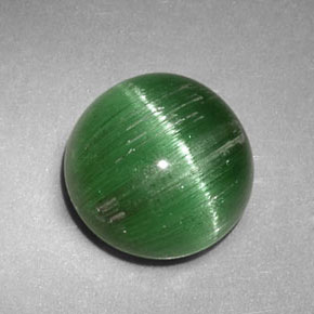 2.47克拉天然绿色Cat's Eye Tourmaline，圆形切割，8.06毫米，半透明
