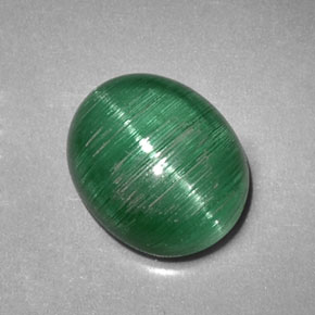 2.09克拉天然绿色Cat's Eye Tourmaline，透明，8.6×7毫米，透明/半透明