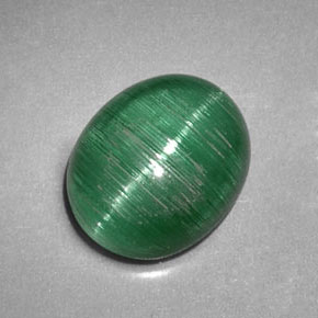2.09克拉天然绿色Cat's Eye Tourmaline，透明，8.6×7毫米，透明/半透明