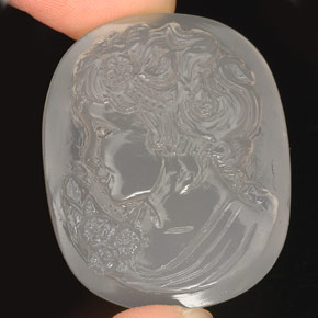 64.46克拉天然白色玉髓，透明，31.4×25.8毫米，透明/半透明