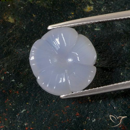 8.75ct 天然 浅蓝色 玉髓, 花形切割, 半透明