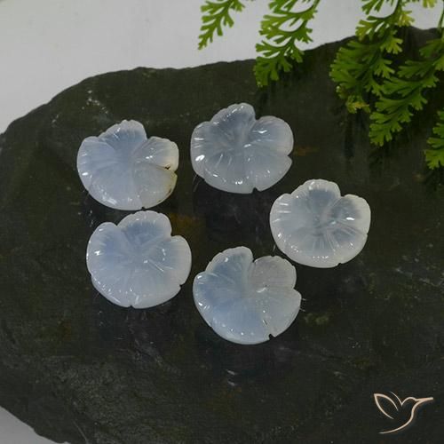 24.85ctw 天然 淡紫蓝色 玉髓, 花形切割, 半透明