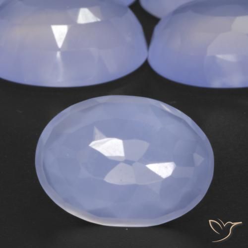 5.57ct 天然 紫蓝色 玉髓, 椭圆形, 半透明