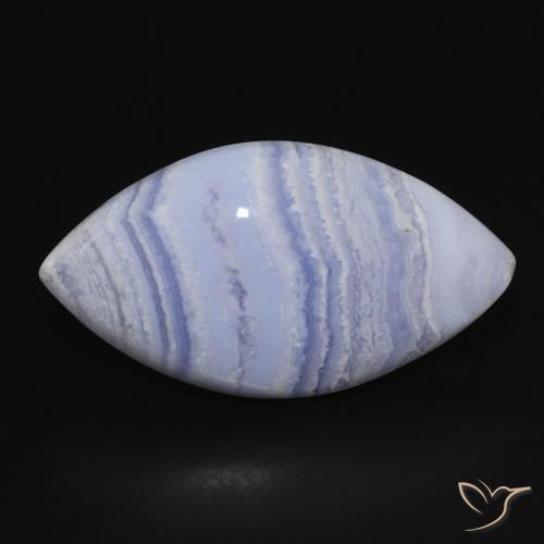 22.29ct 天然 紫罗兰蓝色 玉髓, 榄尖形, 不透明