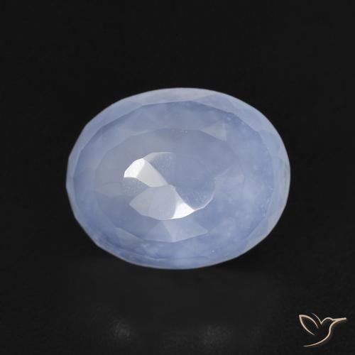 2.65ct 天然 紫蓝色 玉髓, 椭圆形, 透明