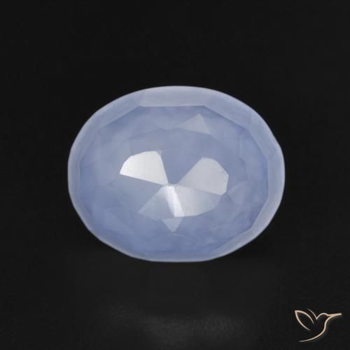 3.82ct 天然 紫蓝色 玉髓, 椭圆形, 透明