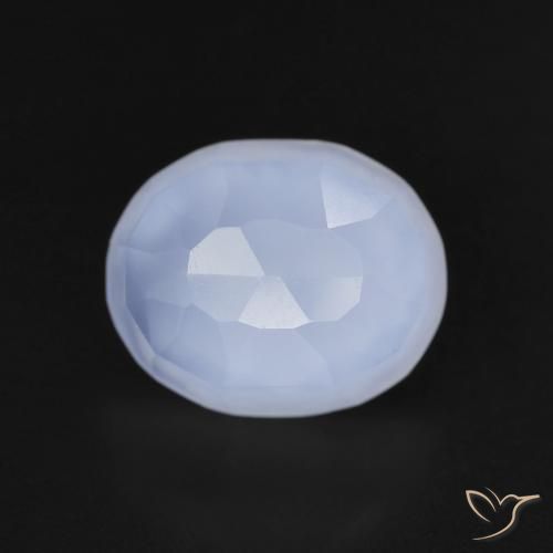 3.42ct 天然 紫蓝色 玉髓, 椭圆形, 透明