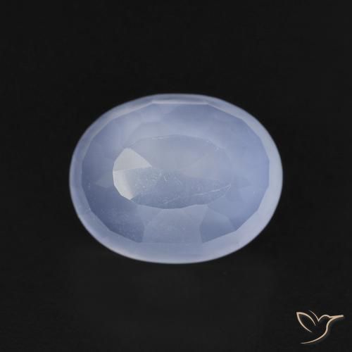 2.74ct 天然 紫蓝色 玉髓, 椭圆形, 透明