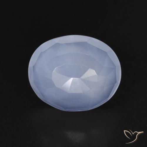 3.62ct 天然 紫蓝色 玉髓, 椭圆形, 透明