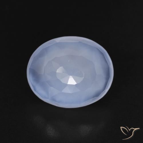 2.99ct 天然 紫蓝色 玉髓, 椭圆形, 透明